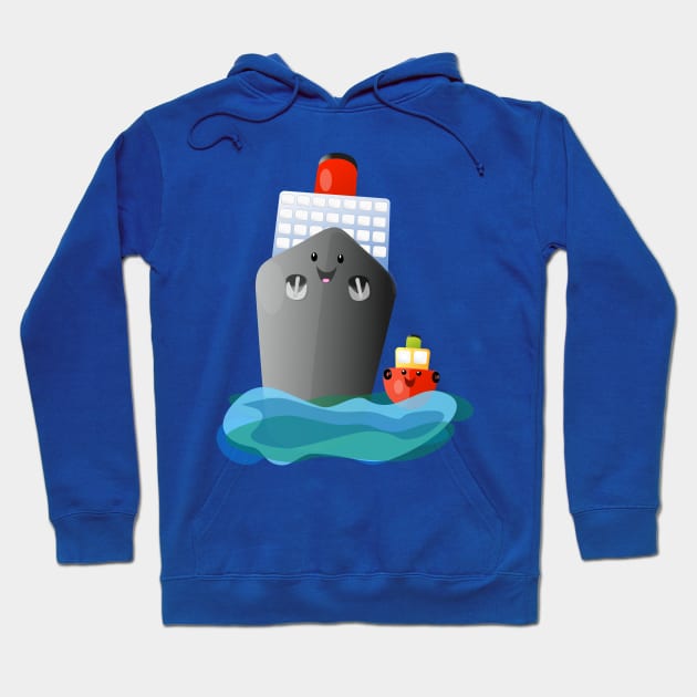 Cute ocean liner ship tug cartoon illustration Hoodie by FrogFactory